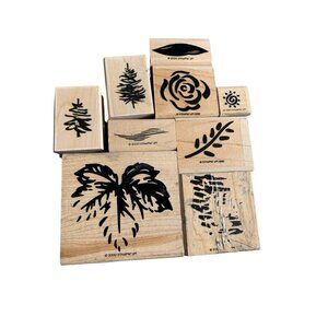 Stampin Up Rubber Stamp Set - Floral & Leaf Designs 9 Pieces Crafting & Scrapboo